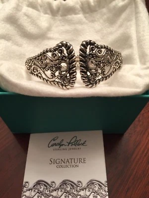 Carolyn Pollack Sterling Silver Signature Hinged Cuff  Average Size NIB - Image 1 of 4