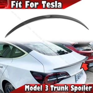 17-23 Carbon Fiber Fits Tesla Model 3 Long Range Sedan Rear Trunk Spoiler P Type - Foto 1 di 8