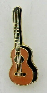 Accoustic Guitar Band Music Lapel Hat Pin Melody Tie Tack Brown Gold - Picture 1 of 3