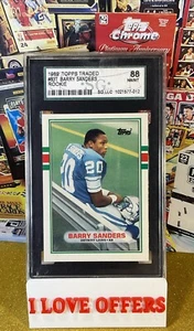 BARRY SANDERS ROOKIE CARD SG 88 MINT 1989 TOPPS TRADED RC #83T C STORE NAME MORE - Picture 1 of 3