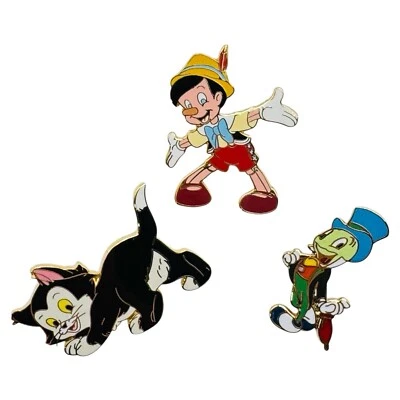 Disney Pinocchio Set Of 3 Pins Figaro Jiminy Cricket 2002 VINTAGE - Image 1 of 4