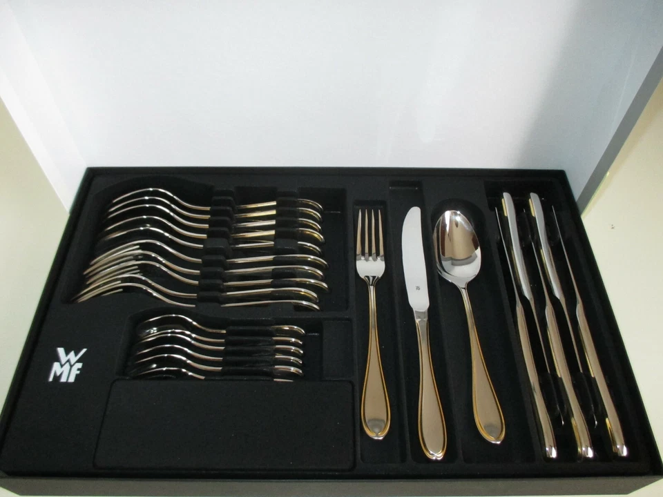 WMF ANTWERPEN GOLD DEKOR 24-TEILIG EDELSTAHL TEILMATTIERT - Bild 1 von 3