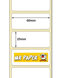 60 mm x 25 mm Direkte Thermische Etiketten - 2.000 pro Rolle - 38 mm Kern - Zebra - Bild 1 von 3