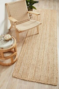 Runner Rug Jute Natural Fiber Farmhouse Handmade Braided Rustic Look Rug - Bild 1 von 12