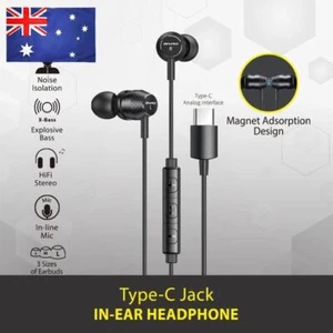 AWEI TC-5 USB C Wired Earbuds In Ear Headphones with Microphone Volume Control - Zdjęcie 1 z 7
