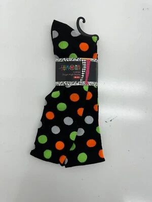 Sumona Black Polka Dot Thigh High Socks Womens Size 9-11 - Image 1 of 4