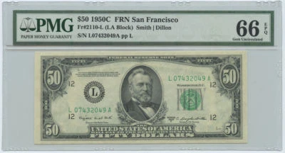 1950C $50 San Francisco, CA Federal Reserve Note PMG Gem Uncirculated 66 EPQ - Image 1 of 2