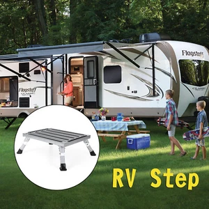 Folding Aluminum Platform RV Step Stool Trailer Camper Working Ladder Portable K - Picture 1 of 14