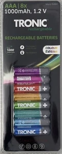 Baterías Recargables TRONIC AAA 1000mAh, 1.2v NiMH Edición Color - Paquete de 8 - Imagen 1 de 5