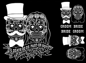 Til Death Bride and Groom White Fused Glass Decals - Picture 1 of 2