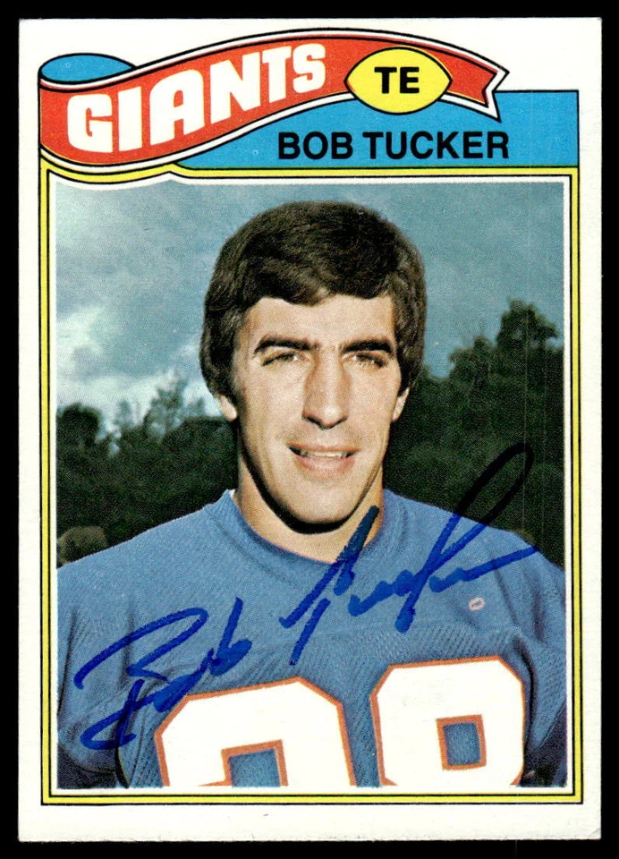 Bob Tucker Signed NEW YORK GIANTS Card  1977 Topps - Image 1 of 1
