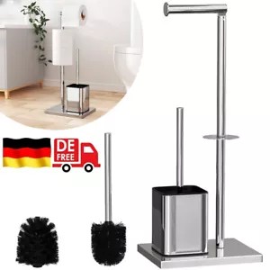 Klopapierhalter Stehend mit Klobürste Toilettenpapierhalter Stehend WC Garnitur - Bild 1 von 18