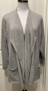 J Jill Pure Jill Lg Sleeve Cotton Cashmere Gray Cardigan Sweater Pockets SZ XLP - Picture 1 of 13