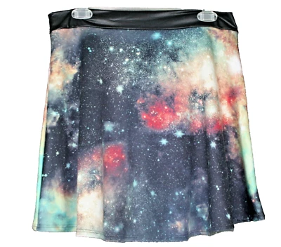 Tic Toc Womens Size Large Skirt Black Pull On Mini Skater Galaxy Space ModCloth - Image 1 of 3