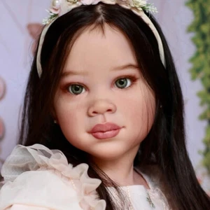 46" Reborn Doll Kit Painted DIY Part with Cloth Body with Rooted Long Black Hair - Picture 1 of 4