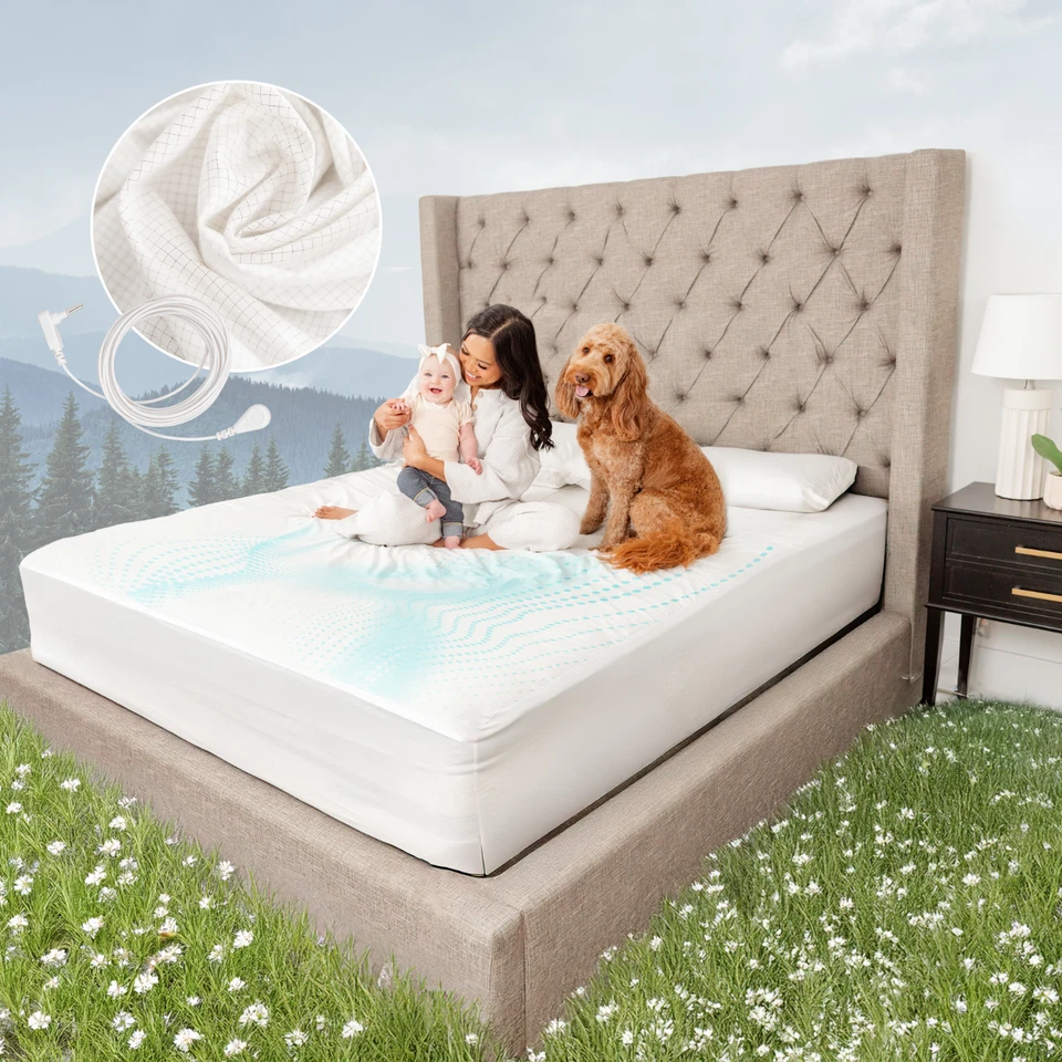 Sábanas de puesta a tierra ajustables, 10 % fibra plateada, algodón orgánico certificado, bolsillo profundo Foto 1 de 4