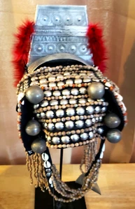 Vintage Thai Akha Hill full headdress Thailand crafted mixed media helmet - Picture 1 of 8