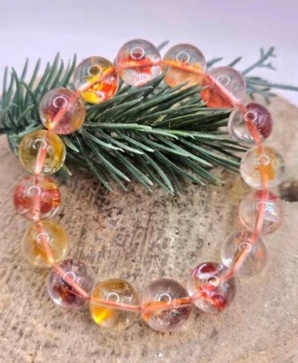 Rare Top Grade Nature Hematoid Koi Quartz Quartz 12mm Beads Bracelet - Image 1 of 4