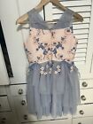 Blush By Us Angels Girls Easter Dress Pink & Blue Flower Tulle Size 14