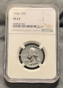 1954 Washington Silver Quarter PF67 NGC - Picture 1 of 2