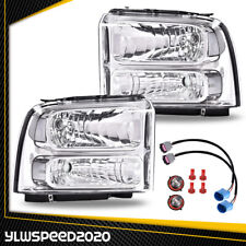 Chrome Excursion Halo DRL Headlights Fit For 1999-2004 Ford F250 F350 Super duty