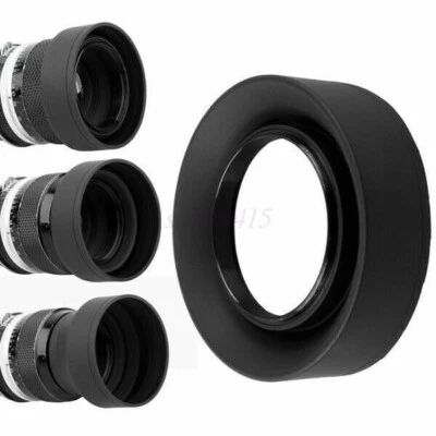 3 in1 3-Stage 49 52 55 58 62 67 72 77 82mm Collapsible Rubber Foldable Lens Hood - image 1 of 4