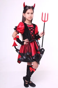 Hell girl (devil girl) costume for girls Size 120 - 130 cm (7-8 years old) - Picture 1 of 5