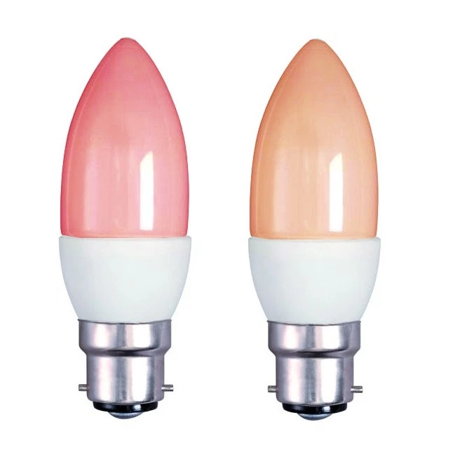 Lampadina a candela elettrica Fire Glow CFL 7W, 9W, 11W BC BA22D rosso ambra