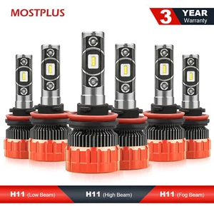 H11+H11 Combo LED Headlight Hi/Lo+ H8/H9/H11 Fog Light Bulbs 6000K Total 3 Sets - Picture 1 of 6