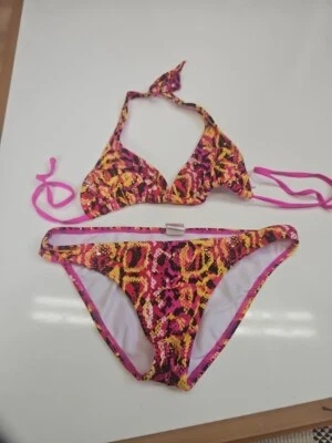 Conjunto de bikini Billabong Aqua Hot ROSA 2 PIEZAS parte superior pequeña y parte inferior pequeña playa dorada Foto 1 de 4