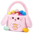 Easter Basket for Kids, Bunny Easter Basket with Handle,Plush Pink Rabbit