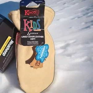 KINCO AXEMAN LINED GRAIN LEATHER MITT / Mittens  Kids Medium NEW with Tags - Picture 1 of 5