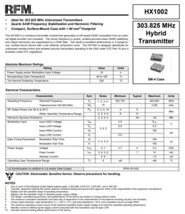 HX1002 303.825 MHz AM Hybrid Transmitter RFM RF Transmitter 303 MHz ISM band - Picture 1 of 2