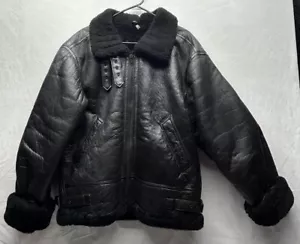 VTG USAF Black Shearling Leather Flight Bomber Jacket G-8 Men's Medium FlyersMan - Picture 1 of 12