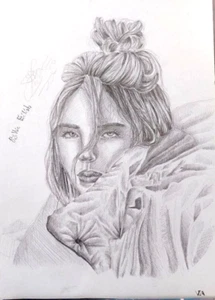 Original Billie Eilish Music Star Painting | Handmade Artist Signed | 8×11" OOAK - Picture 1 of 5