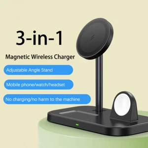 Dock station caricabatterie wireless magnetico 3In1 23 W per Apple Watch iPhone 15 14 13 - Foto 1 di 13