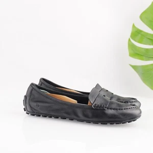 Mocasín Malena Born para mujer talla 9 M cuero negro centavo zapato de conducción plano sin cordones - Imagen 1 de 16