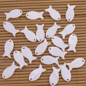50 PCS 8mmX16mm Fish Shell Natural White Mother of Pearl Charms - Picture 1 of 12