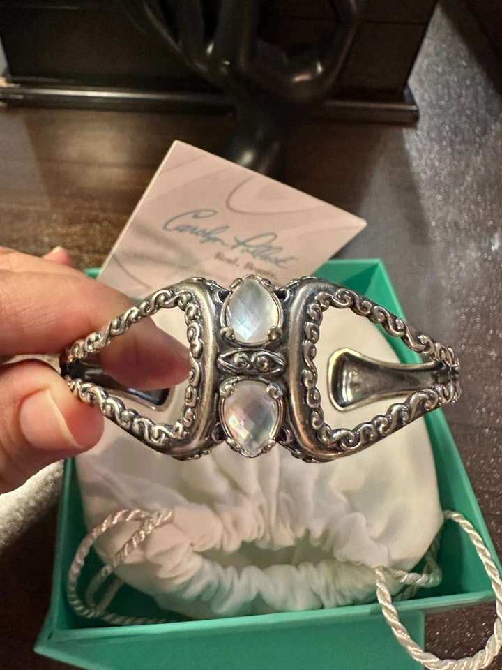 Hermosa pulsera brazalete Carolyn Pollack de colección 925 SS madreperla doblete 6" Foto 1 de 4