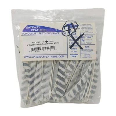 71 Count Gateway Feathers 4" Left Wing: Parabolic Faux Barred White 400LPBWH - Image 1 of 2