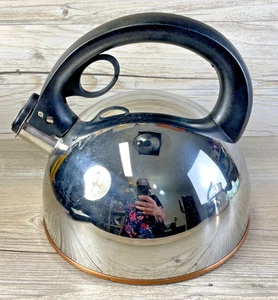 Bollitore tè fischietto vintage Revere Ware scatola fondo rame 2 1/4 QT forma cupola - Foto 1 di 7