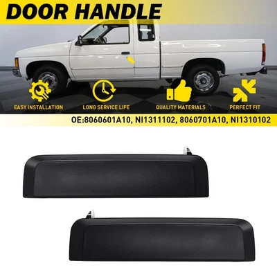 Par de manijas de puerta exteriores delanteras izquierda y derecha para camioneta Nissan 1995-1997 negras Foto 1 de 4