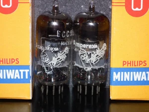 Par Platino Emparejado ECC88 Amperex Bugle Boy Probado Nuevo de Lote Antiguo Secciones Equilibradas - Imagen 1 de 11