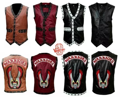 MEN REAL LEATHER WARRIOR VEST THE WARRIORS MOVIE MOTORCYCLE RIDER COSTUME VEST - Image 1 of 4