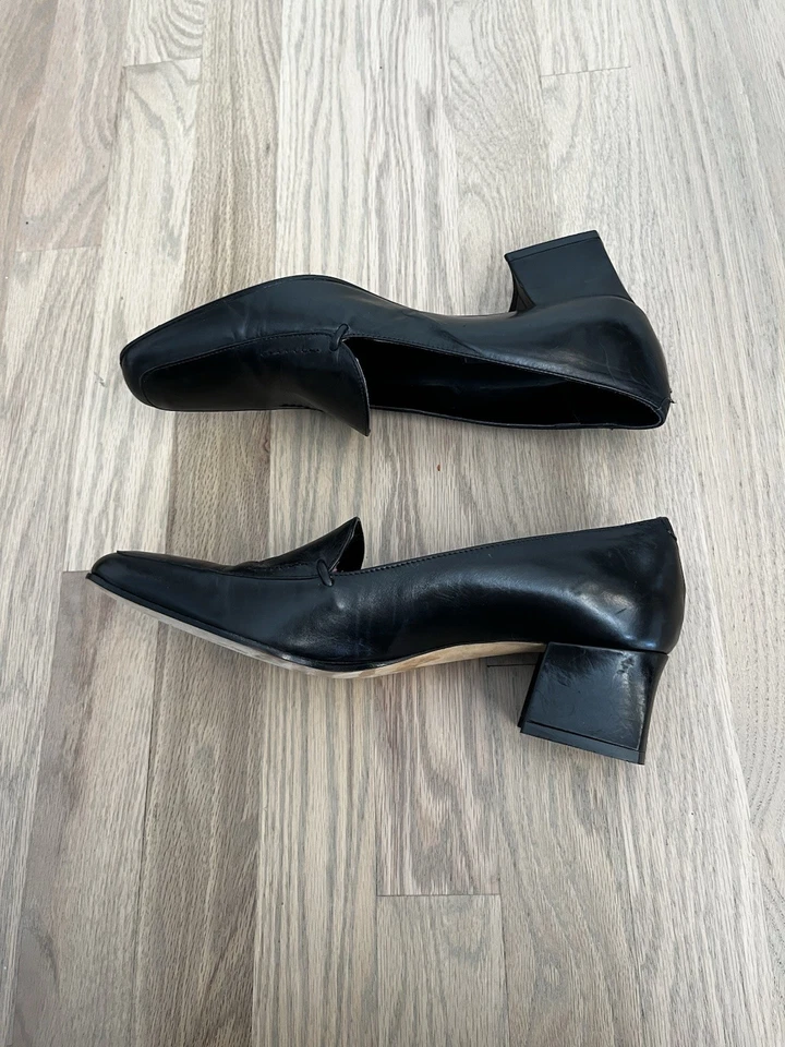 Mocasines italianos Sesto Meucci negros, cuero suave mantecoso, para mujer talla 9 estrechos Foto 1 de 4