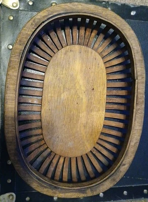 Винтажная плетеная корзина для хлеба из ротанга и дерева 13 дюймов на 9,5 дюйма - Изображение 1 из 3