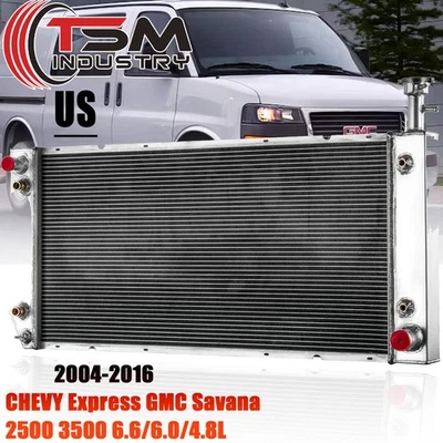4 Rows Radiator For 2004-2016 06 CHEVY Express GMC Savana 2500 3500 6.6/6.0/4.8L - Image 1 of 4