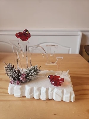 Acrylic NOEL Cardinal Christmas Decor Light Clear Indoor Mantel Accent Branch  - Image 1 of 4