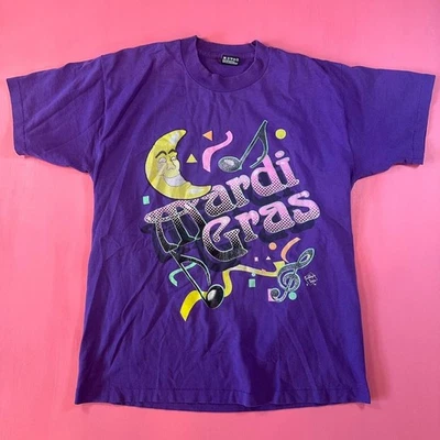 Vintage 1980s mardis gras graphic tee 80s vintage single stitch  graphic t shirt - Image 1 of 4