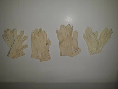 Lote De 4 Guantes Vintage Blancos Niños Niñas Años 60 Años 70 Usados Foto 1 de 4